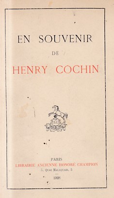 EN SOUVENIR DE HENRY COCHIN